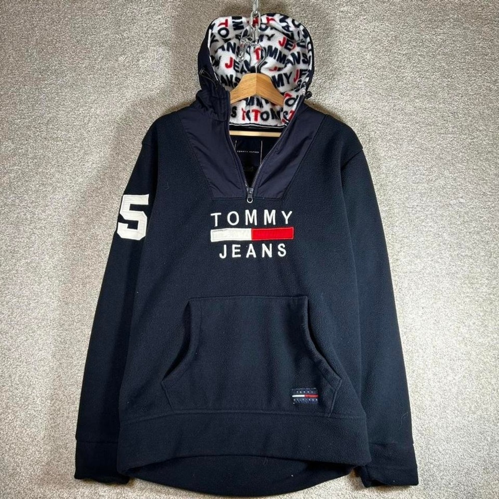 Y2K Tommy jeans embroidered fleece streetwear hoodie